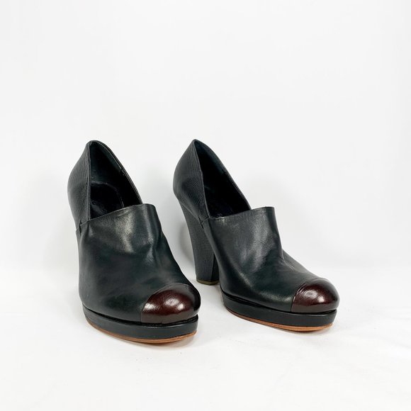 RACHEL COMEY Black Leather Chunky Snake Heels - Picture 2 of 9